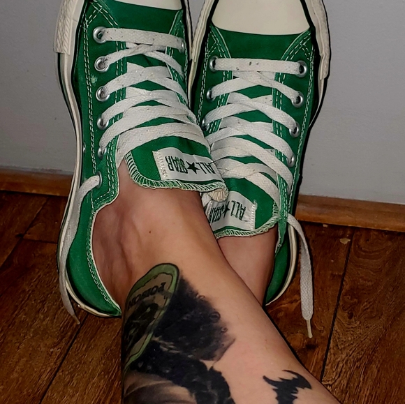 Well Loved Converse All Star Low Top Green Canvas Shoes M5 / W7 - Picture 3 of 16